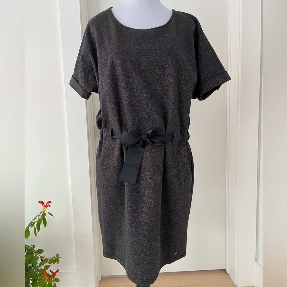 NUMPH Metallic Sparkle Dress Drawstring Waist Short Sleeve Pullover Party Event